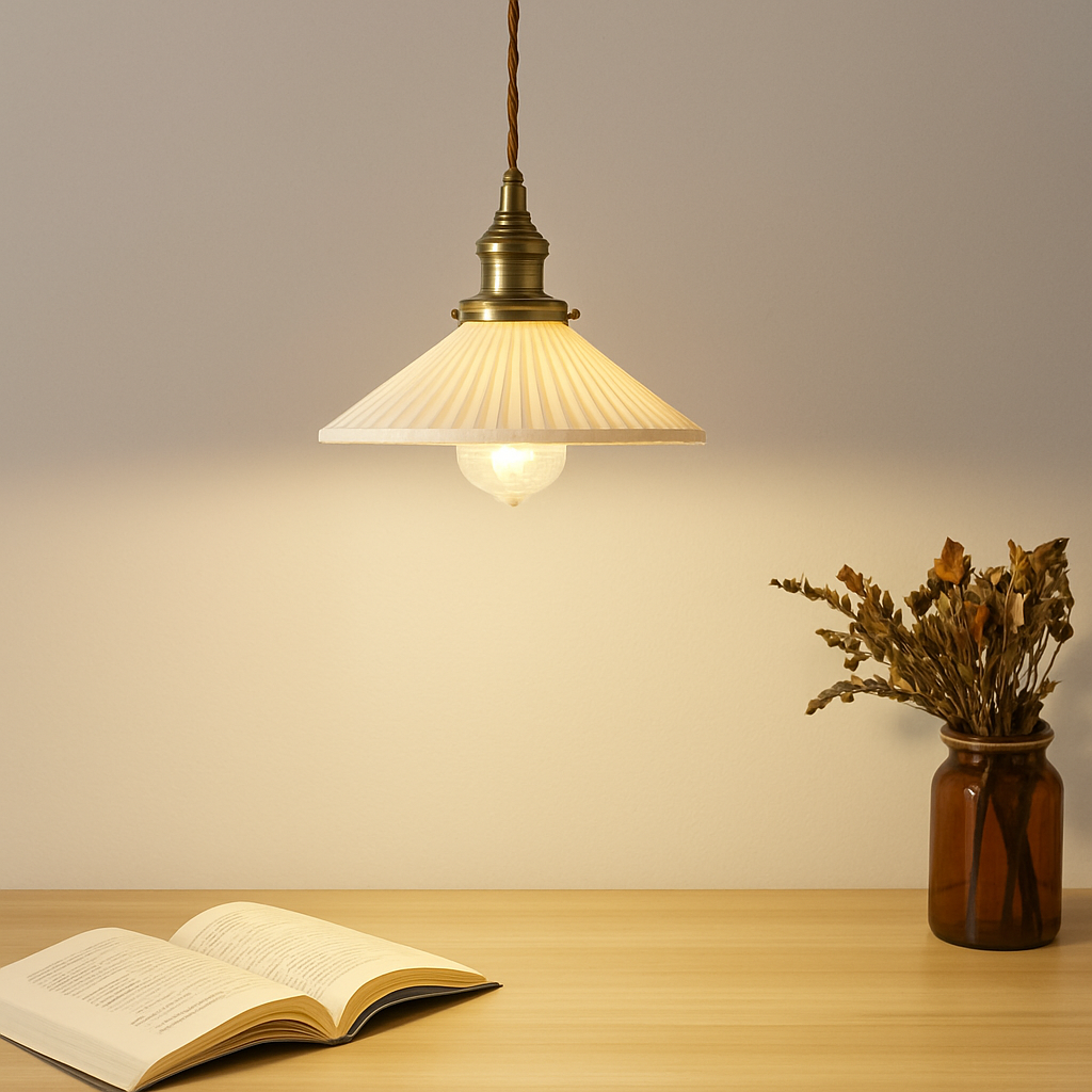 White Ceramic Pendant Light with E27 Socket for Kitchen Island, Dining Room & Bedroom | Modern Hanging Fixture for Home, Office, Hotel | Thomler