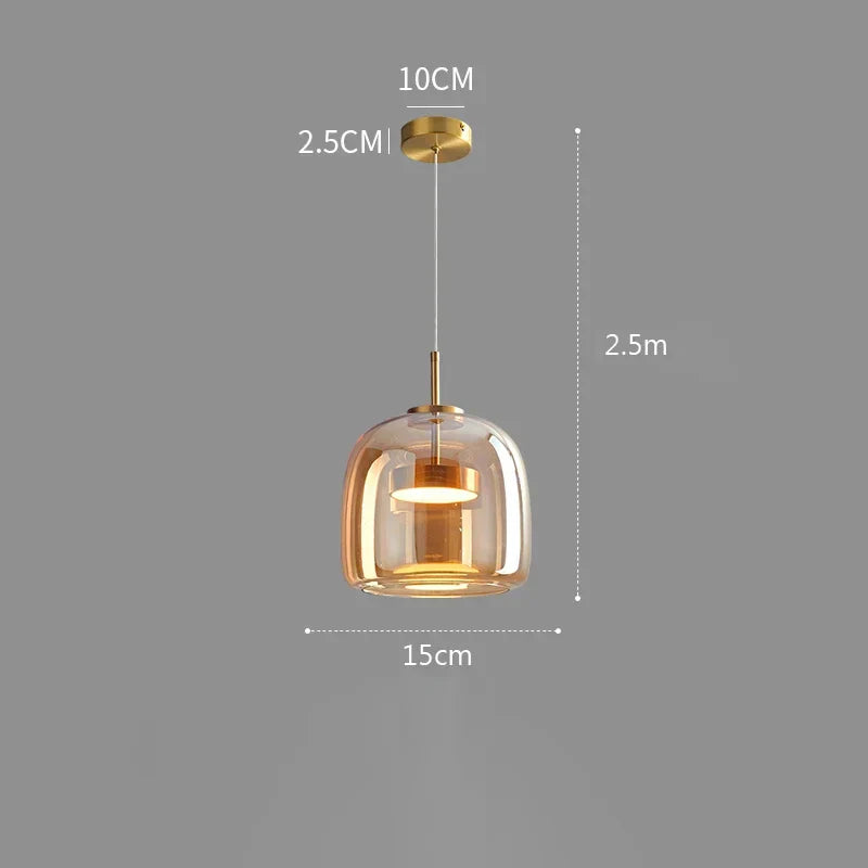 Pendant Light Glass 102.0 cm x 38.0 cm Cognac Or Smoke Grey Dining Room Kitchen Island Scandinavian Hanging Ceiling Lamp | Thomler