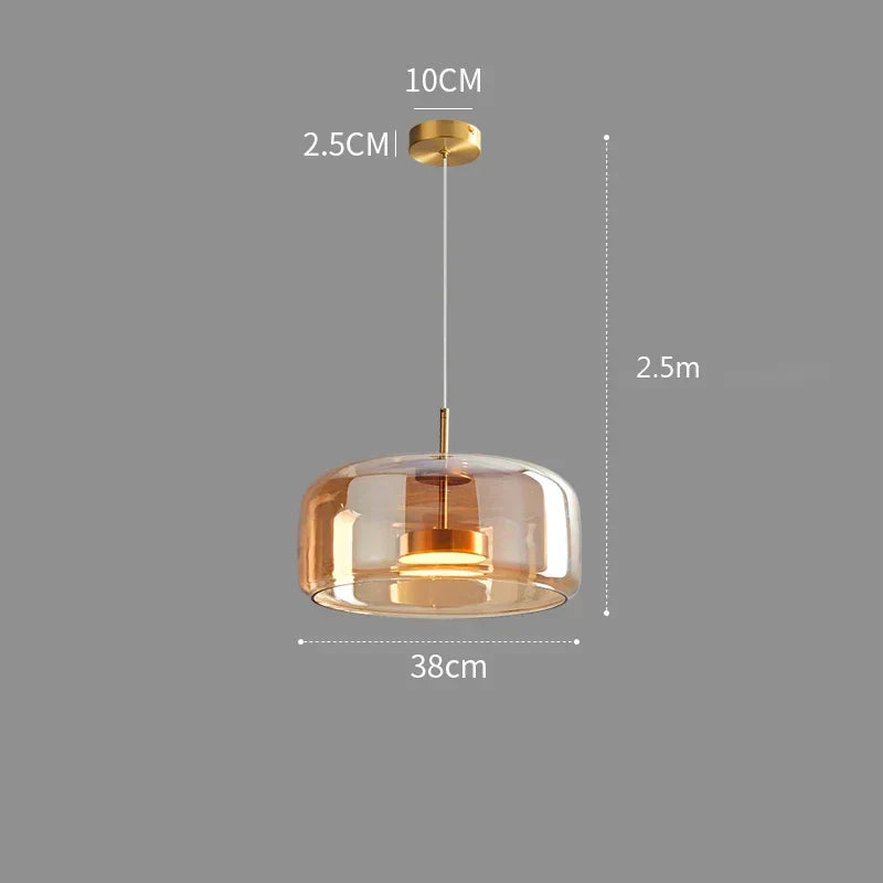 Pendant Light Glass 102.0 cm x 38.0 cm Cognac Or Smoke Grey Dining Room Kitchen Island Scandinavian Hanging Ceiling Lamp | Thomler