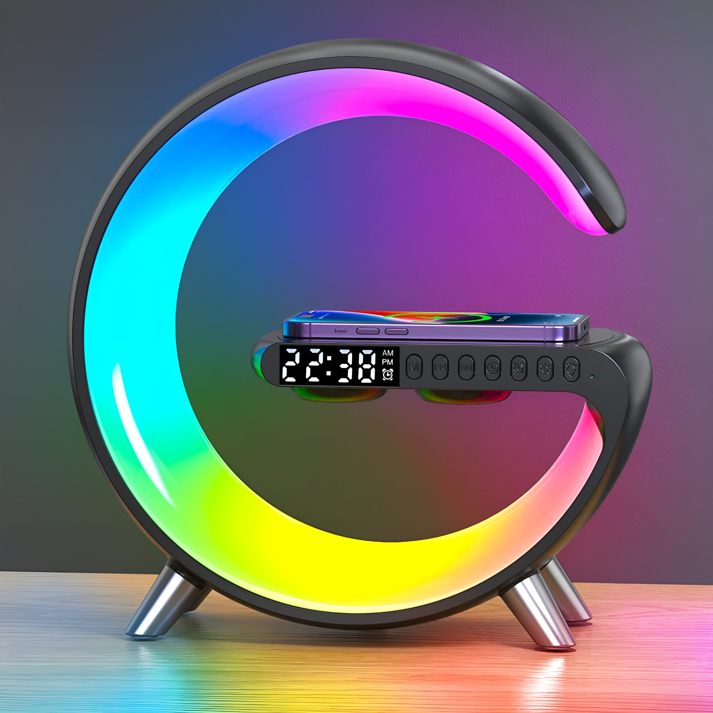 Digital Alarm Clock with Bluetooth Speaker & Wireless Charging Pad for Nightstand | Thomler