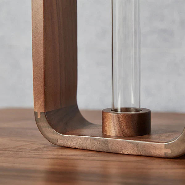 Plant Propagator Glass and Wood 10 in Indoor Gardening Medium Large Hydroponic Vase | Thomler
