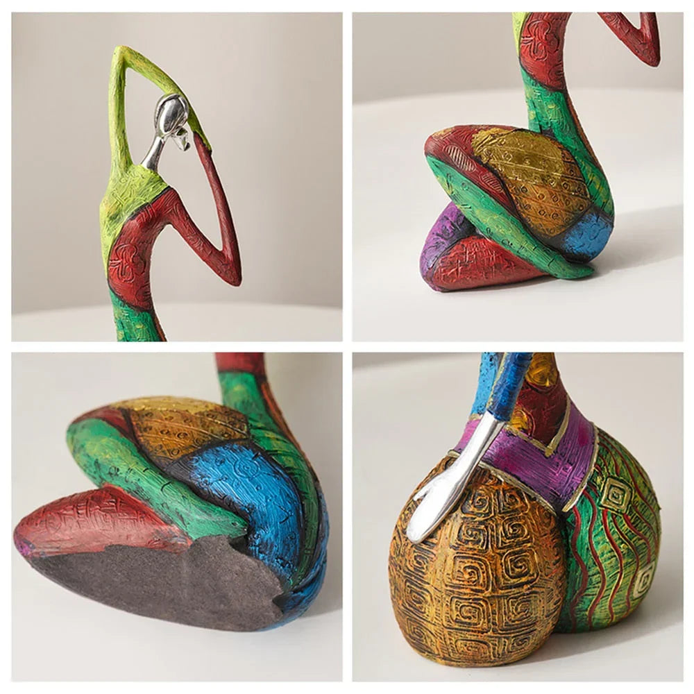 Hand-Painted Abstract Woman Figurine Sculpture | Colorful Resin Statue for Modern Home Decor | Shelf Decor Living Room | Thomler