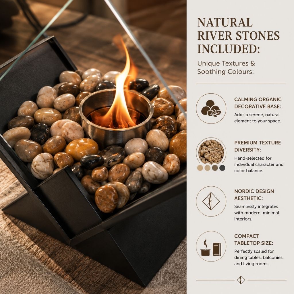 Ethanol Tabletop Fireplace Glass Enclosure Indoor Outdoor Portable Fire Bowl Centerpiece for Dining Table Patio Balcony | Thomler