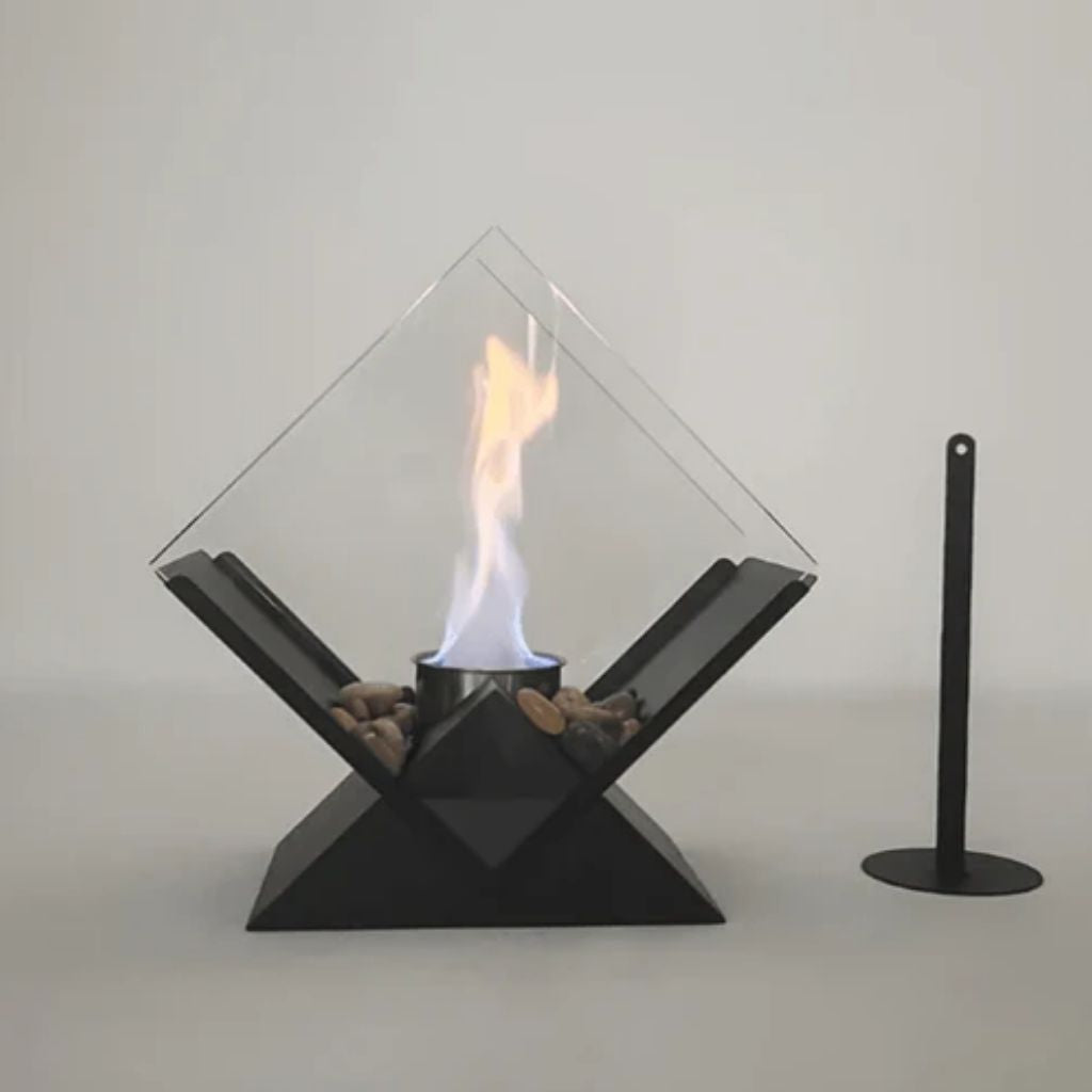 Ethanol Tabletop Fireplace Glass Enclosure Indoor Outdoor Portable Fire Bowl Centerpiece for Dining Table Patio Balcony | Thomler