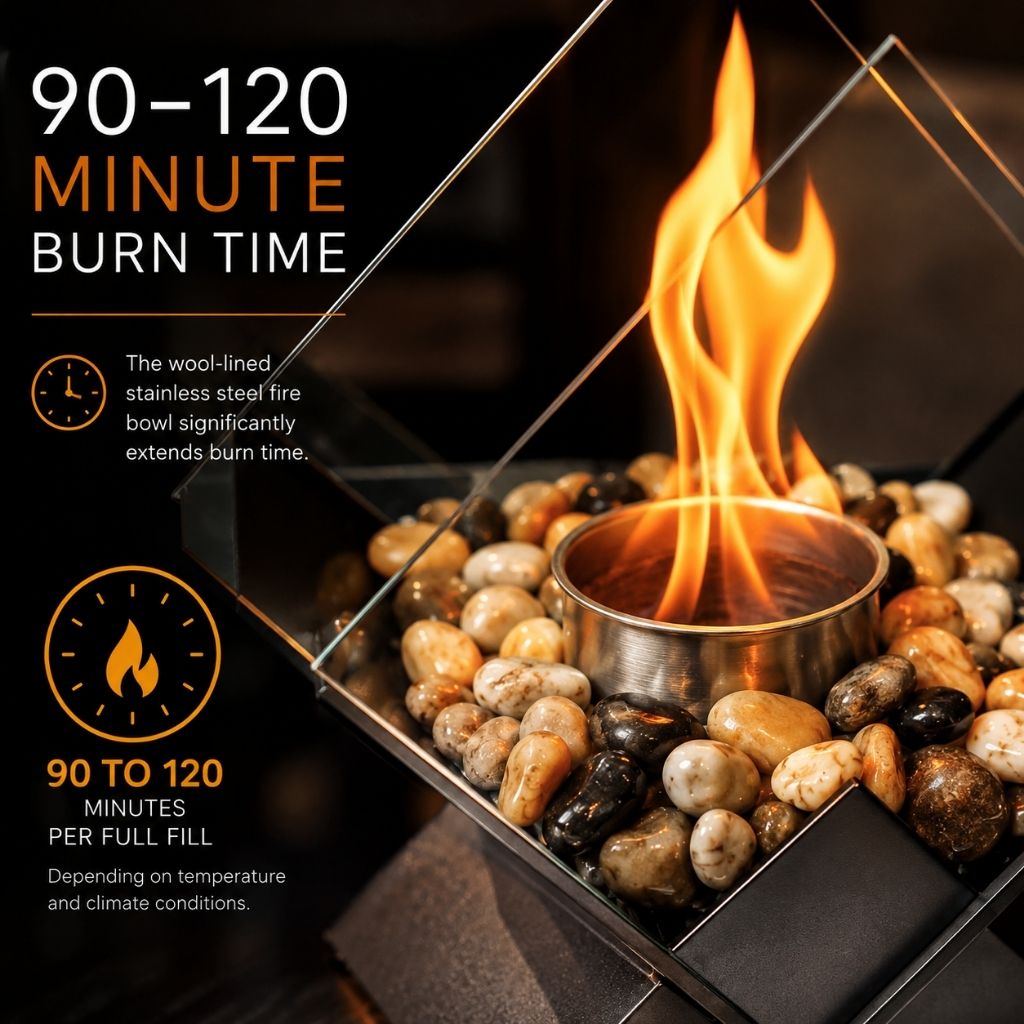 Ethanol Tabletop Fireplace Glass Enclosure Indoor Outdoor Portable Fire Bowl Centerpiece for Dining Table Patio Balcony | Thomler