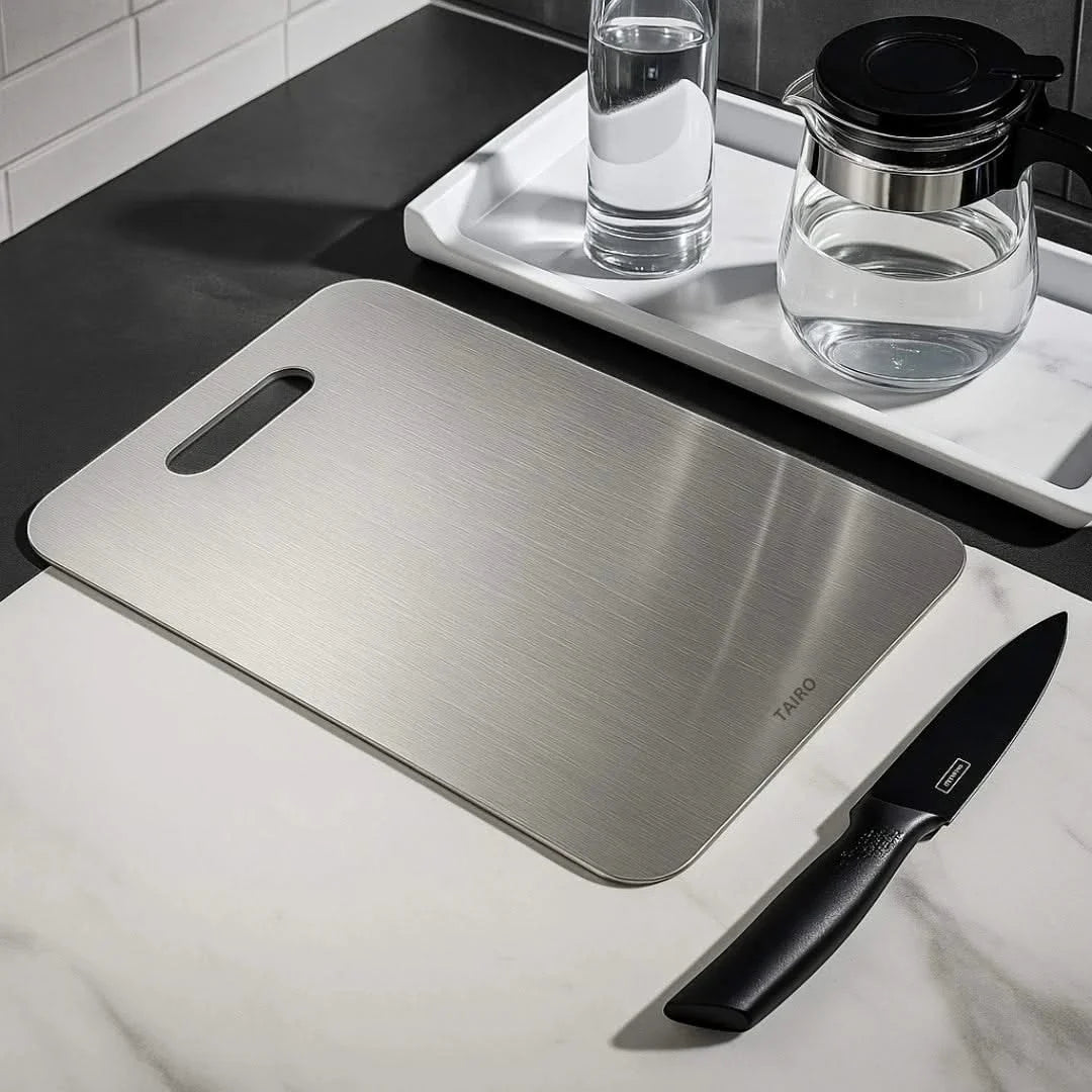 Pure Titanium Food Prep Surface – Antibacterial, Non-Toxic, Knife-Safe Chopping Block for Home Kitchens | Thomler