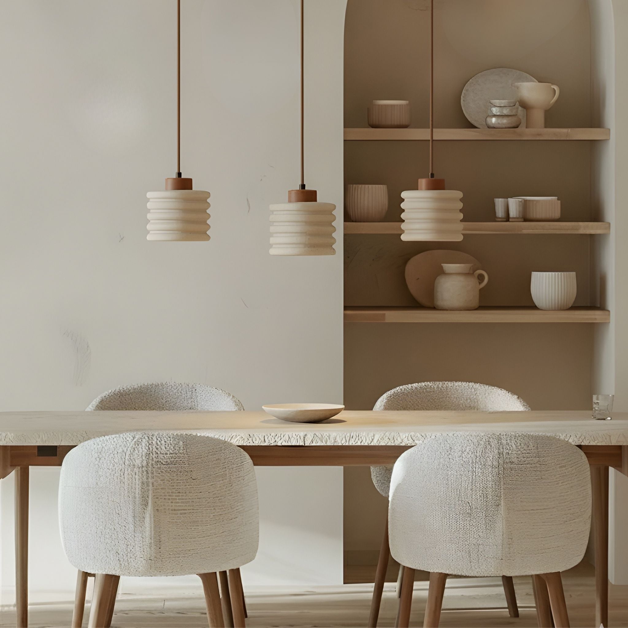 Pendant Light Travertine Wood 13.0 cm Beige Kitchen Island Adjustable Hanging Ceiling Lamp E27 Modern Dining Room Lighting | Thomler