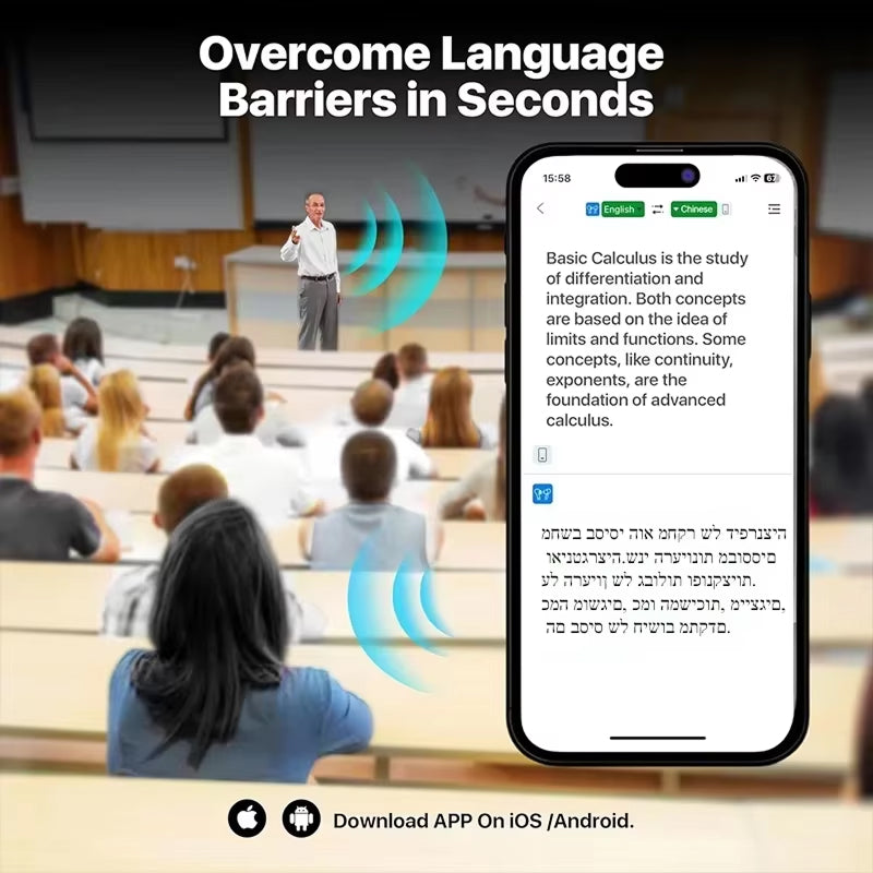 Real-Time AI Language Translator Earbuds – 144 Languages, Open-Ear Design, 80-Hour Battery, Bluetooth 5.4, Hands-Free Communication for | Thomler