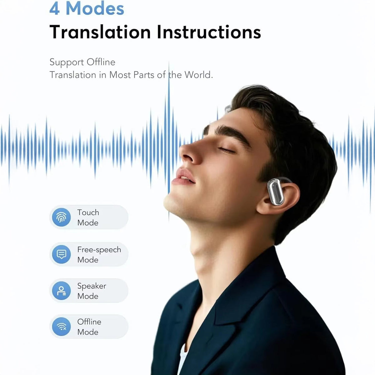 Real-Time AI Language Translator Earbuds – 144 Languages, Open-Ear Design, 80-Hour Battery, Bluetooth 5.4, Hands-Free Communication for | Thomler