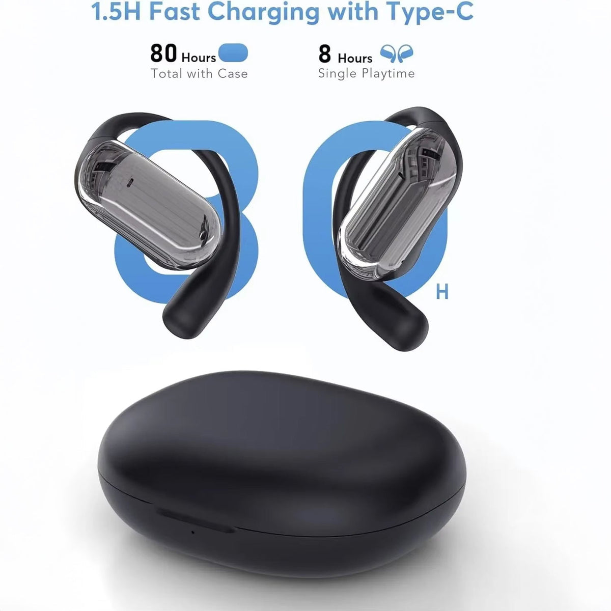 Real-Time AI Language Translator Earbuds – 144 Languages, Open-Ear Design, 80-Hour Battery, Bluetooth 5.4, Hands-Free Communication for | Thomler