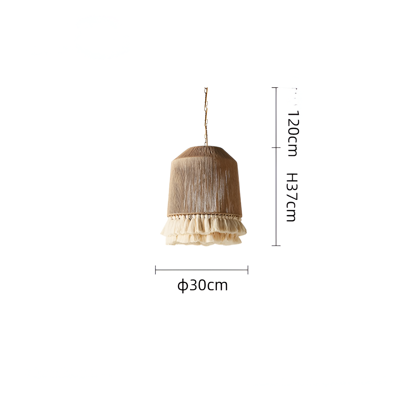 Pendant Light Hemp Rope 19.7 in Bohemian Beige Dining Room Bedroom Tassel Hanging Ceiling Lamp Woven Fabric Shade Ambient Lighting | Thomler