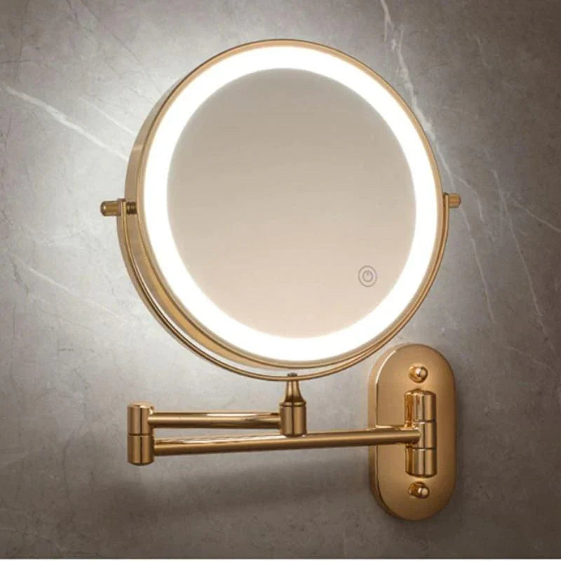 Wall Mounted Makeup Mirror Stainless Steel 20.0 cm LED Bathroom Magnifying Touch Control Rechargeable Vanity Grooming Mirror | Thomler