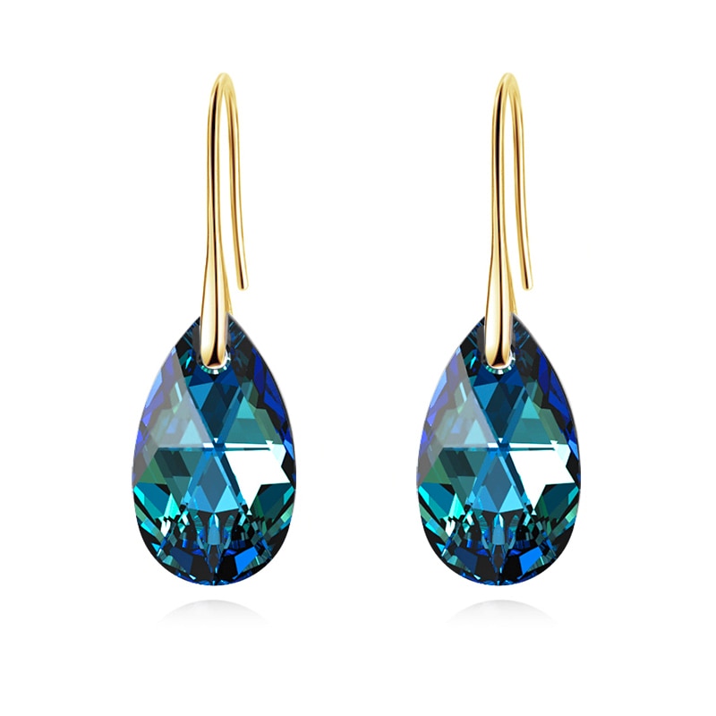Sterling Silver Plated Teardrop Dangle Earrings with Shimmering Crystal Stone for Women – Versatile Day to Night Jewelry | Thomler