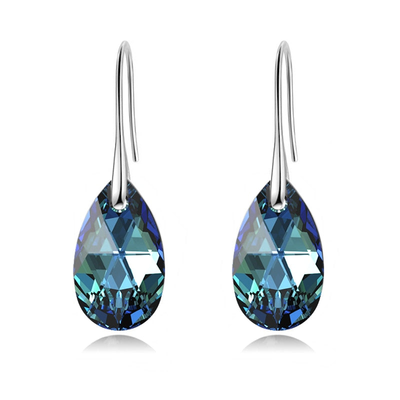 Sterling Silver Plated Teardrop Dangle Earrings with Shimmering Crystal Stone for Women – Versatile Day to Night Jewelry | Thomler
