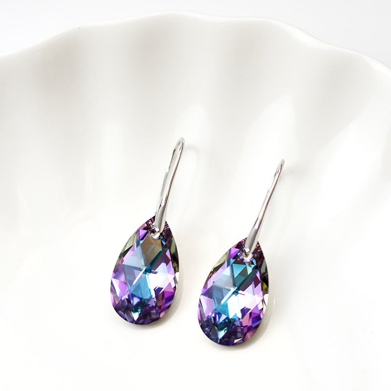 Sterling Silver Plated Teardrop Dangle Earrings with Shimmering Crystal Stone for Women – Versatile Day to Night Jewelry | Thomler