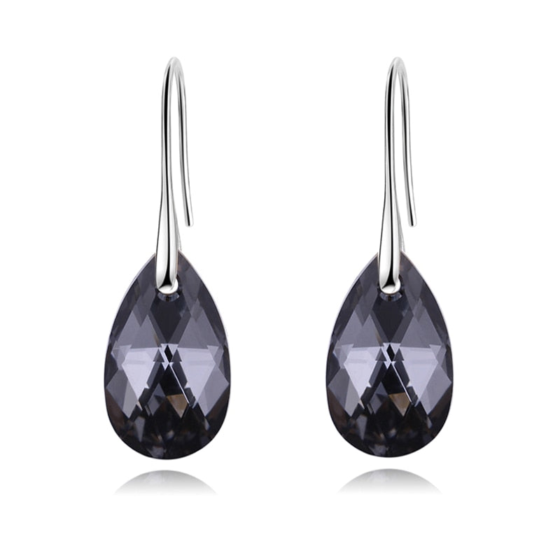 Sterling Silver Plated Teardrop Dangle Earrings with Shimmering Crystal Stone for Women – Versatile Day to Night Jewelry | Thomler