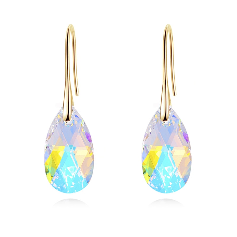 Sterling Silver Plated Teardrop Dangle Earrings with Shimmering Crystal Stone for Women – Versatile Day to Night Jewelry | Thomler