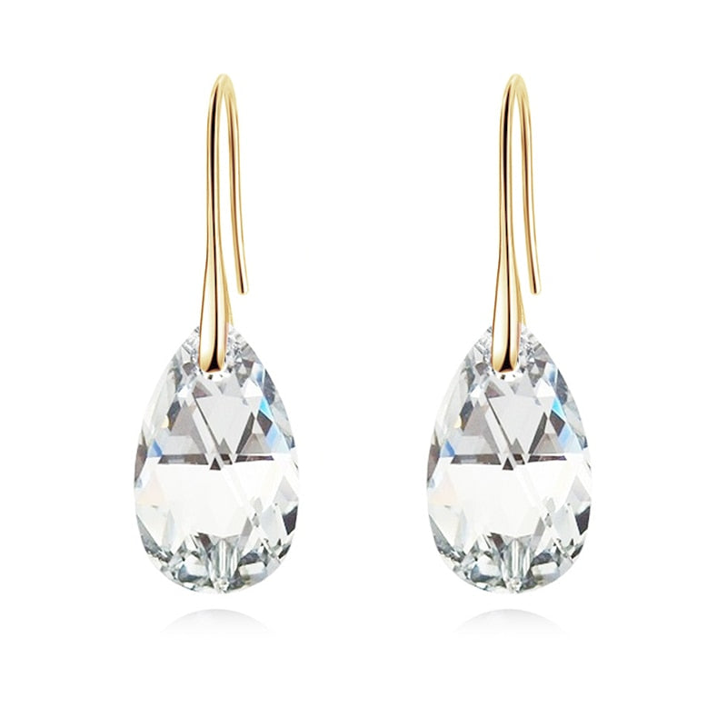 Sterling Silver Plated Teardrop Dangle Earrings with Shimmering Crystal Stone for Women – Versatile Day to Night Jewelry | Thomler