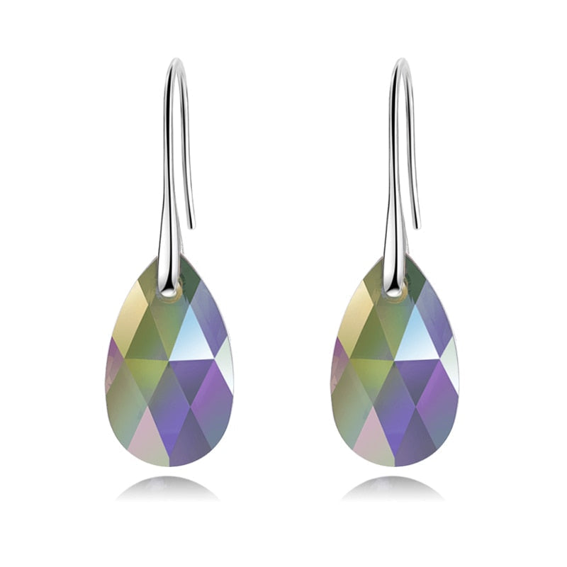 Sterling Silver Plated Teardrop Dangle Earrings with Shimmering Crystal Stone for Women – Versatile Day to Night Jewelry | Thomler