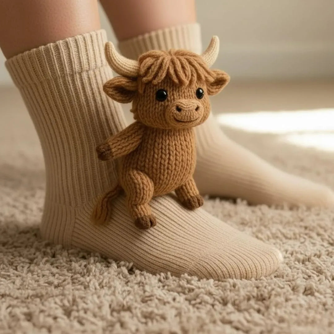 Plush Animal Slipper Socks for Women & Men - Cozy Fleece-Lined Winter Floor Socks with Non-Slip Grips | Thomler
