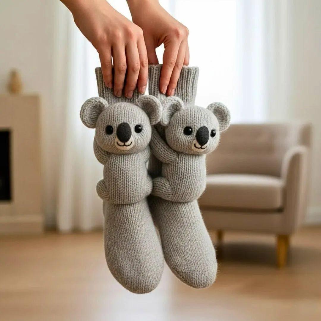 Plush Animal Slipper Socks for Women & Men - Cozy Fleece-Lined Winter Floor Socks with Non-Slip Grips | Thomler