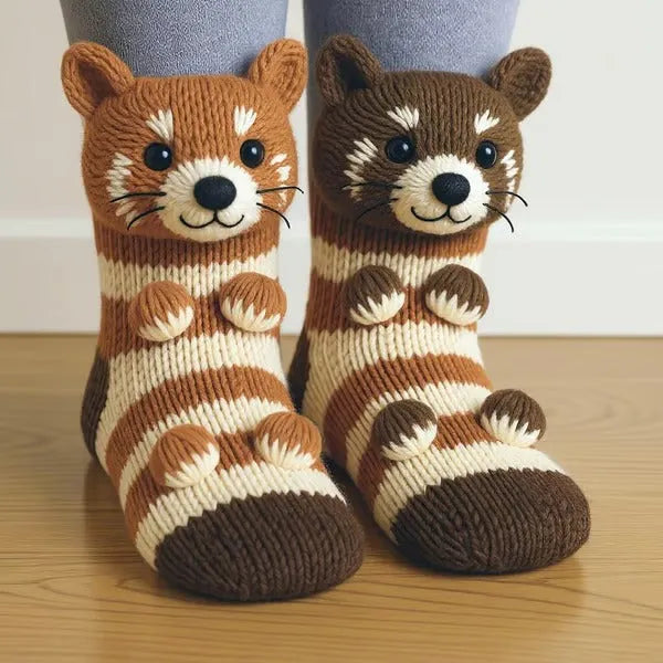 Plush Animal Slipper Socks with 3D Design – Cozy Winter Footwear for Kids & Adults | Thomler