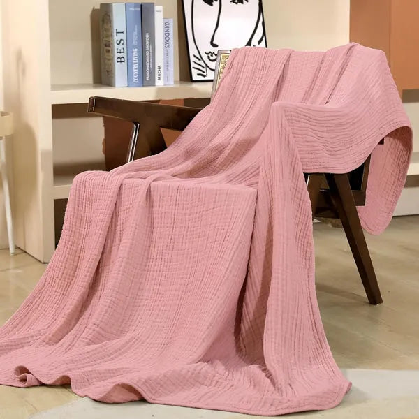 Soft Cotton Muslin Throw Blanket - Lightweight All-Season Comfort for Couch, Bed & Living Room - Hypoallergenic Breathable Fabric | Thomler