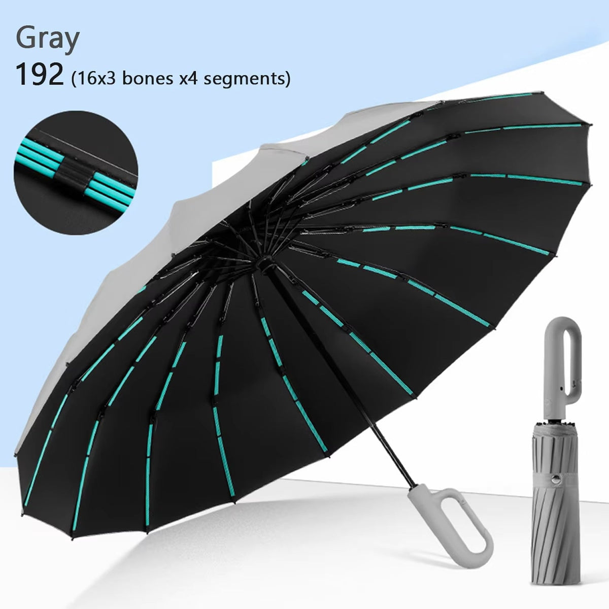 Heavy-Duty Windproof Automatic Open Umbrella with 47-Inch Canopy – Reinforced Storm Protection, One-Touch Deploy, Compact 15-Inch Fold for | Thomler