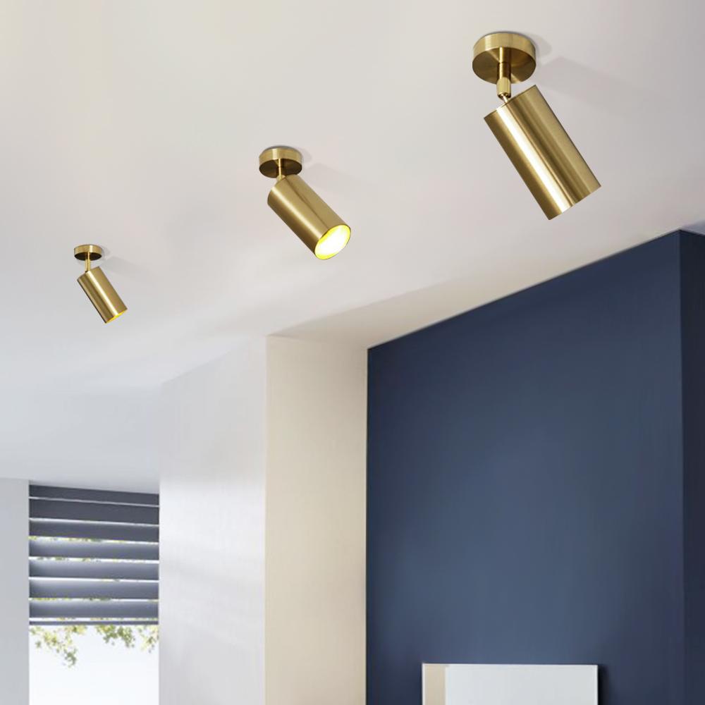 Adjustable Brass Spotlight Ceiling Light | Swivel GU10 Track Head Fixture for Kitchen, Hallway & Living Room | Modern Minimalist Gold | Thomler