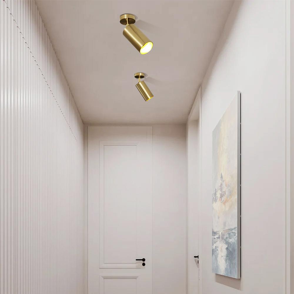 Adjustable Brass Spotlight Ceiling Light | Swivel GU10 Track Head Fixture for Kitchen, Hallway & Living Room | Modern Minimalist Gold | Thomler