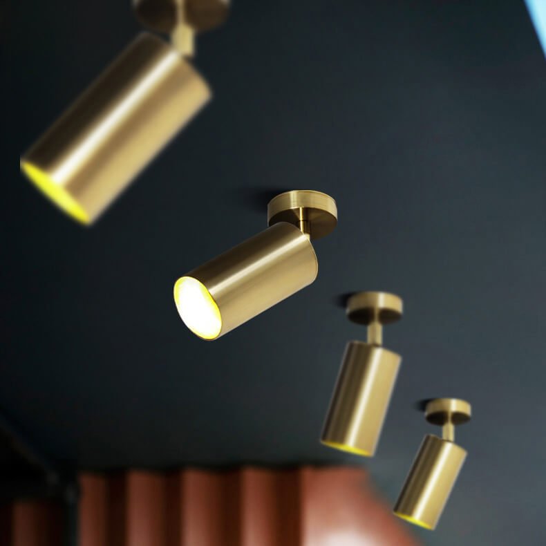 Adjustable Brass Spotlight Ceiling Light | Swivel GU10 Track Head Fixture for Kitchen, Hallway & Living Room | Modern Minimalist Gold | Thomler