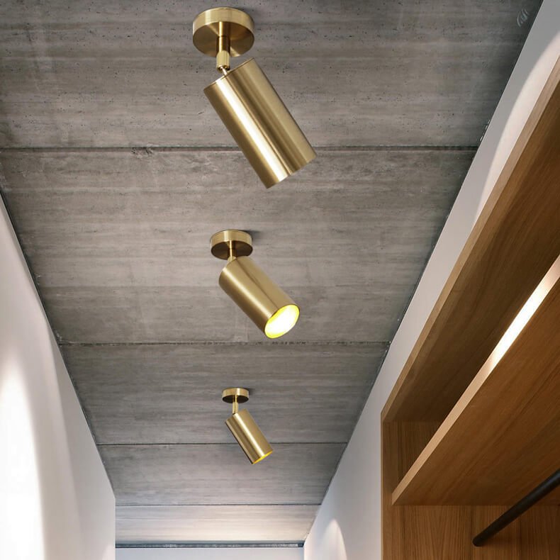 Adjustable Brass Spotlight Ceiling Light | Swivel GU10 Track Head Fixture for Kitchen, Hallway & Living Room | Modern Minimalist Gold | Thomler