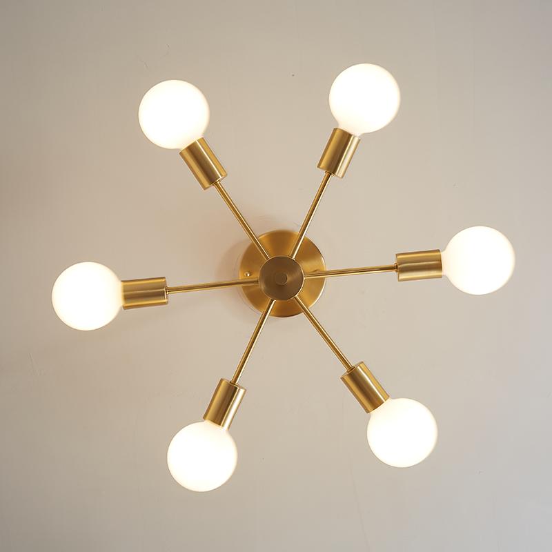 Ceiling Light Metal 44.0 cm Brass Six-Arm Indoor Dining Room Living Room Chandelier Modern Pendant Lighting Fixture | Thomler