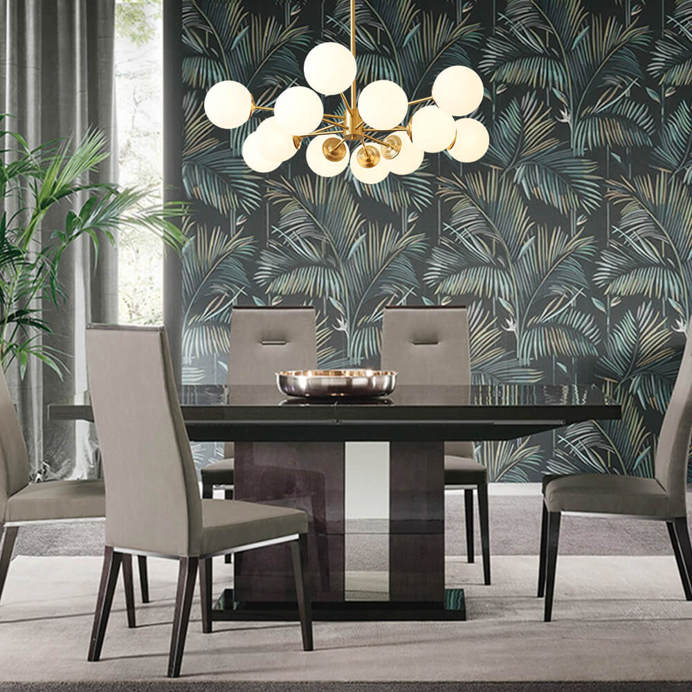 Pendant Light Glass Two-Tier 90.0 cm Opal Globes Brass Finish Dining Room Living Room Ceiling Lamp | Thomler