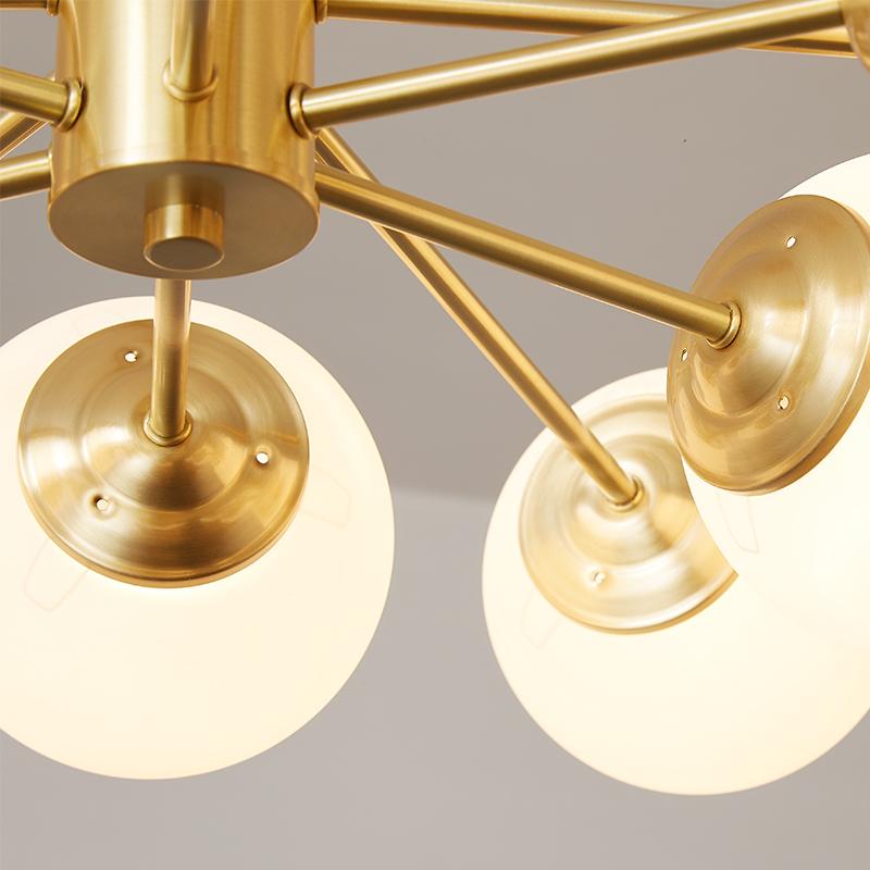 Pendant Light Glass Two-Tier 90.0 cm Opal Globes Brass Finish Dining Room Living Room Ceiling Lamp | Thomler