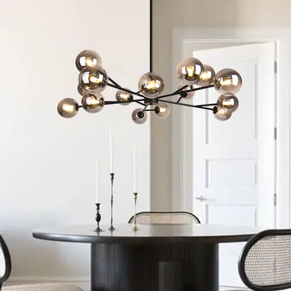 Chandelier Light Glass 112.0 cm Black Dining Room Kitchen Island Sputnik Pendant Ceiling Lamp Dimmable G9 | Thomler