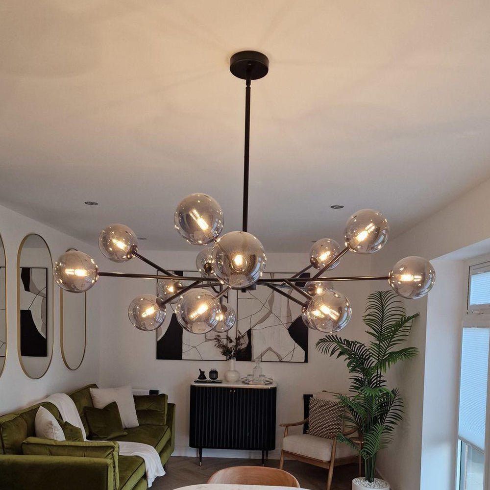 Chandelier Light Glass 112.0 cm Black Dining Room Kitchen Island Sputnik Pendant Ceiling Lamp Dimmable G9 | Thomler