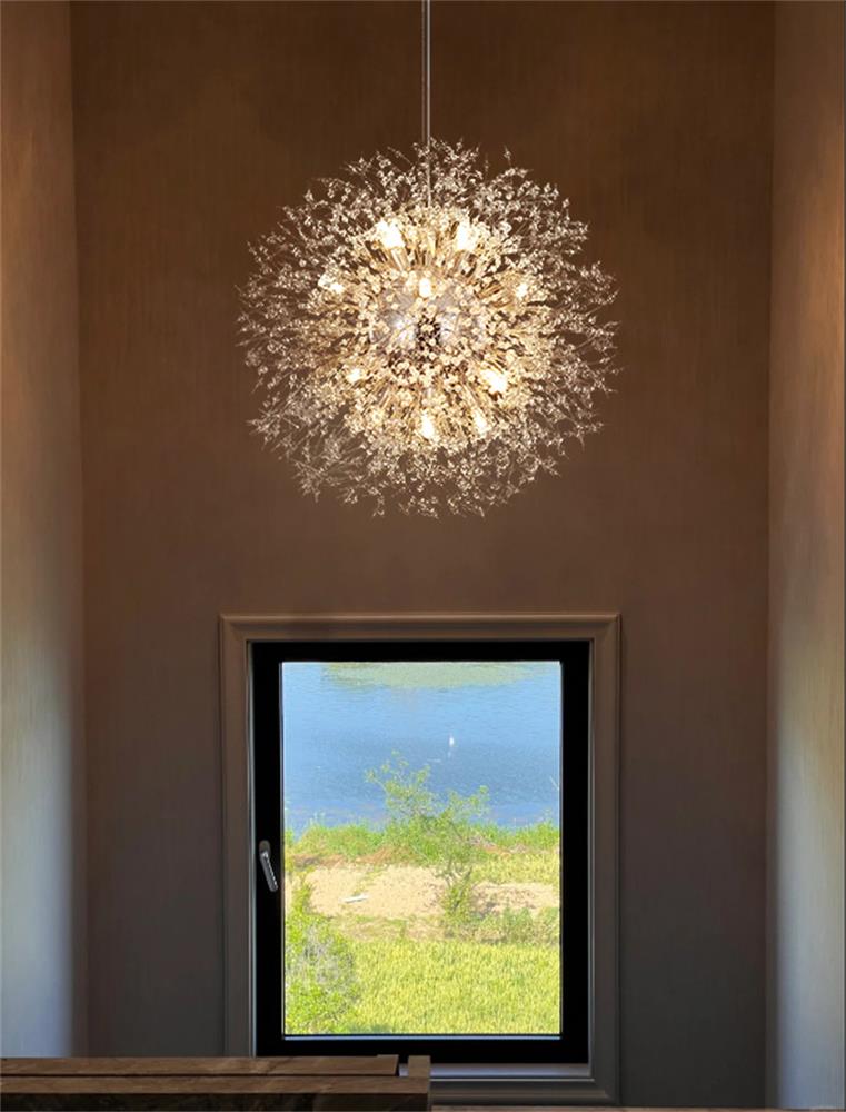 Pendant Light Metal Crystal Beads 80.0 cm Fireworks Design Adjustable Living Room Dining Hall Ceiling Lamp | Thomler