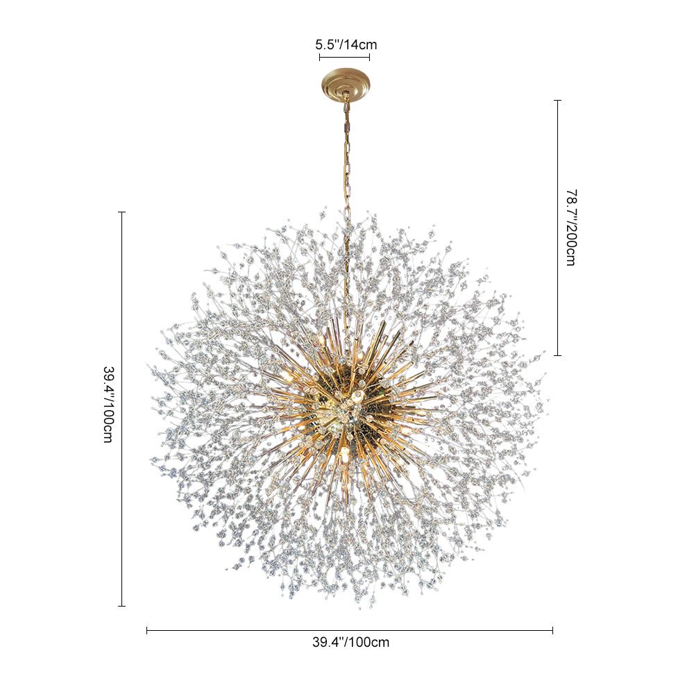 Chandelier Metal Crystal Effect 100.0 cm Living Room Dining Area Fireworks Pendant Light Adjustable G9 LED Ceiling Feature | Thomler