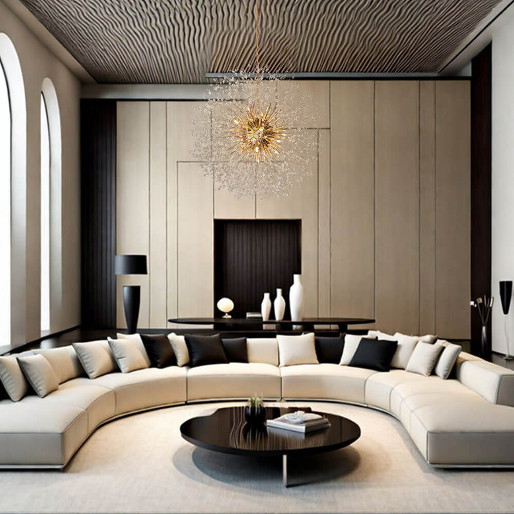 Chandelier Metal Crystal Effect 100.0 cm Living Room Dining Area Fireworks Pendant Light Adjustable G9 LED Ceiling Feature | Thomler