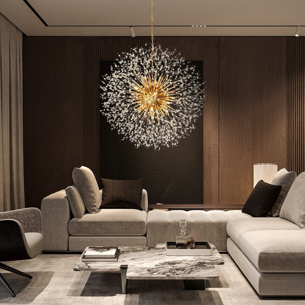 Chandelier Metal Crystal Effect 100.0 cm Living Room Dining Area Fireworks Pendant Light Adjustable G9 LED Ceiling Feature | Thomler