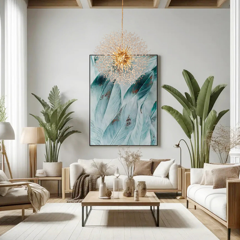 Chandelier Metal Crystal Effect 100.0 cm Living Room Dining Area Fireworks Pendant Light Adjustable G9 LED Ceiling Feature | Thomler