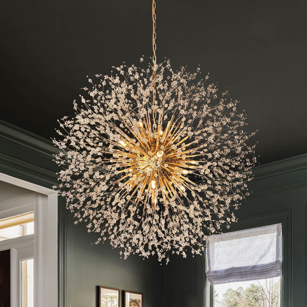 Chandelier Metal Crystal Effect 100.0 cm Living Room Dining Area Fireworks Pendant Light Adjustable G9 LED Ceiling Feature | Thomler