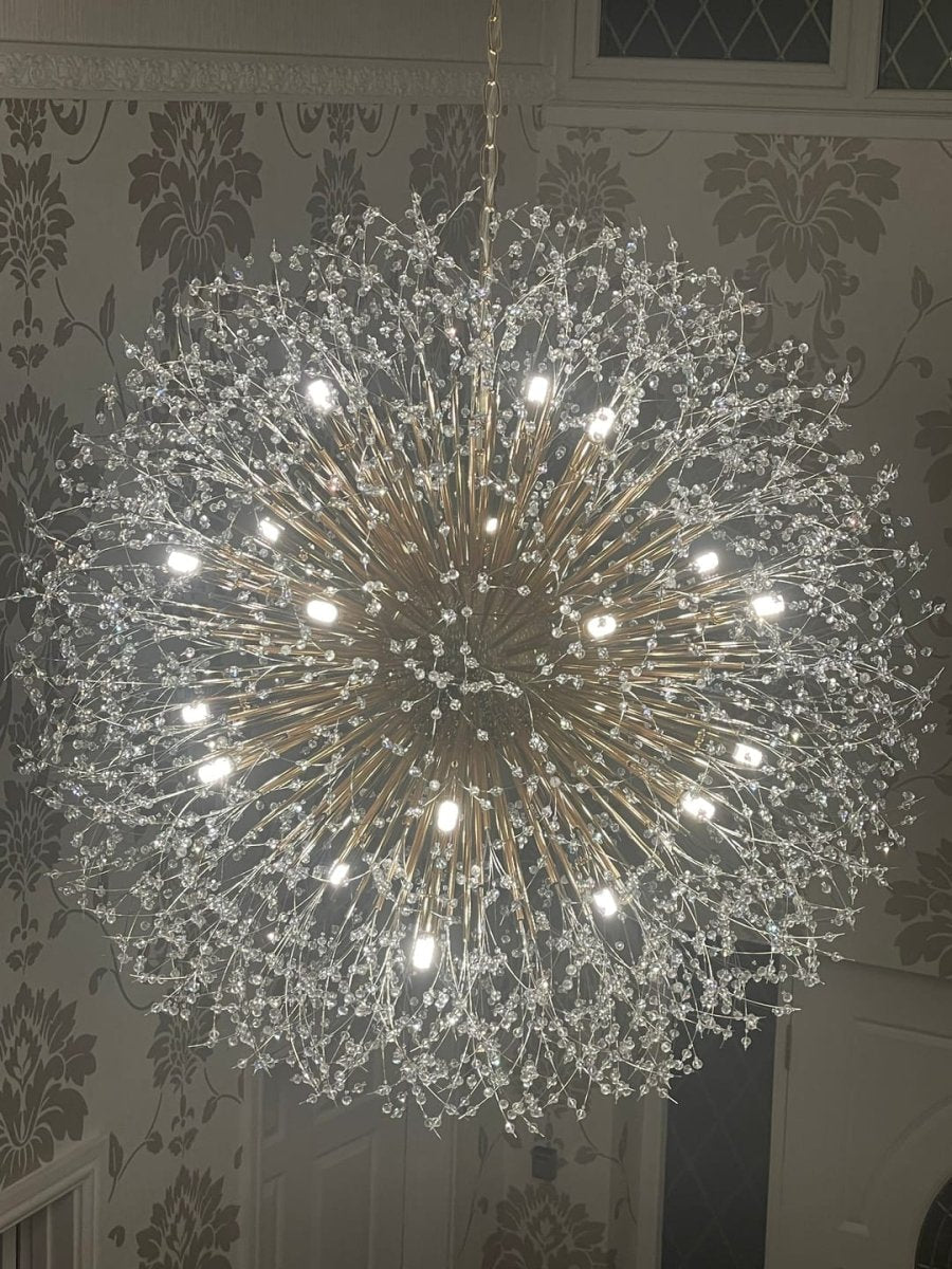 Chandelier Metal Crystal Effect 100.0 cm Living Room Dining Area Fireworks Pendant Light Adjustable G9 LED Ceiling Feature | Thomler