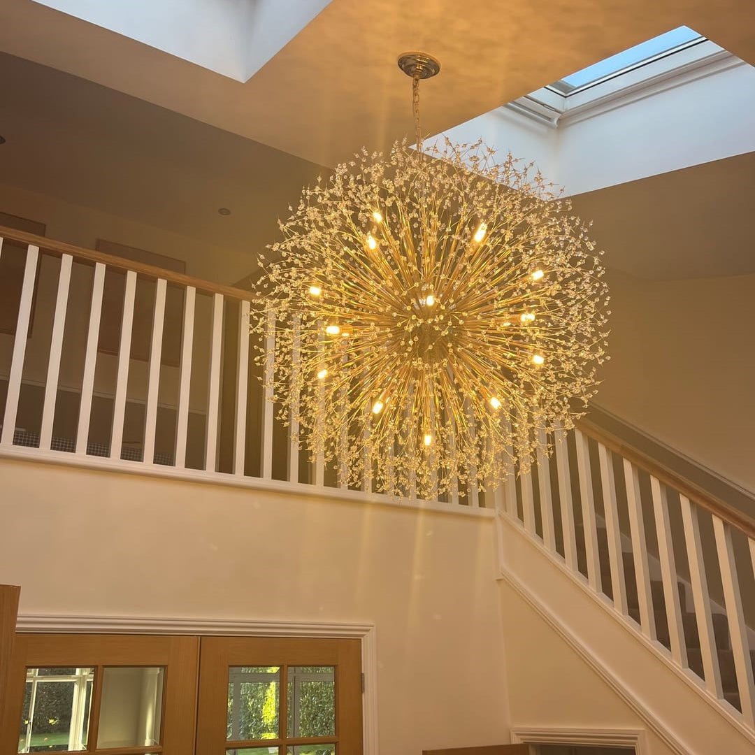 Chandelier Metal Crystal Effect 100.0 cm Living Room Dining Area Fireworks Pendant Light Adjustable G9 LED Ceiling Feature | Thomler