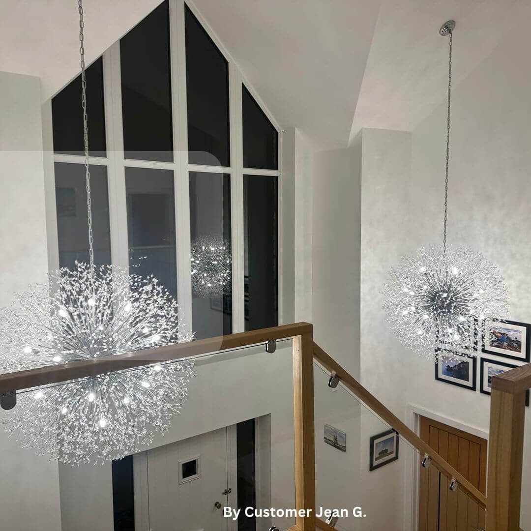 Chandelier Metal Crystal Effect 100.0 cm Living Room Dining Area Fireworks Pendant Light Adjustable G9 LED Ceiling Feature | Thomler