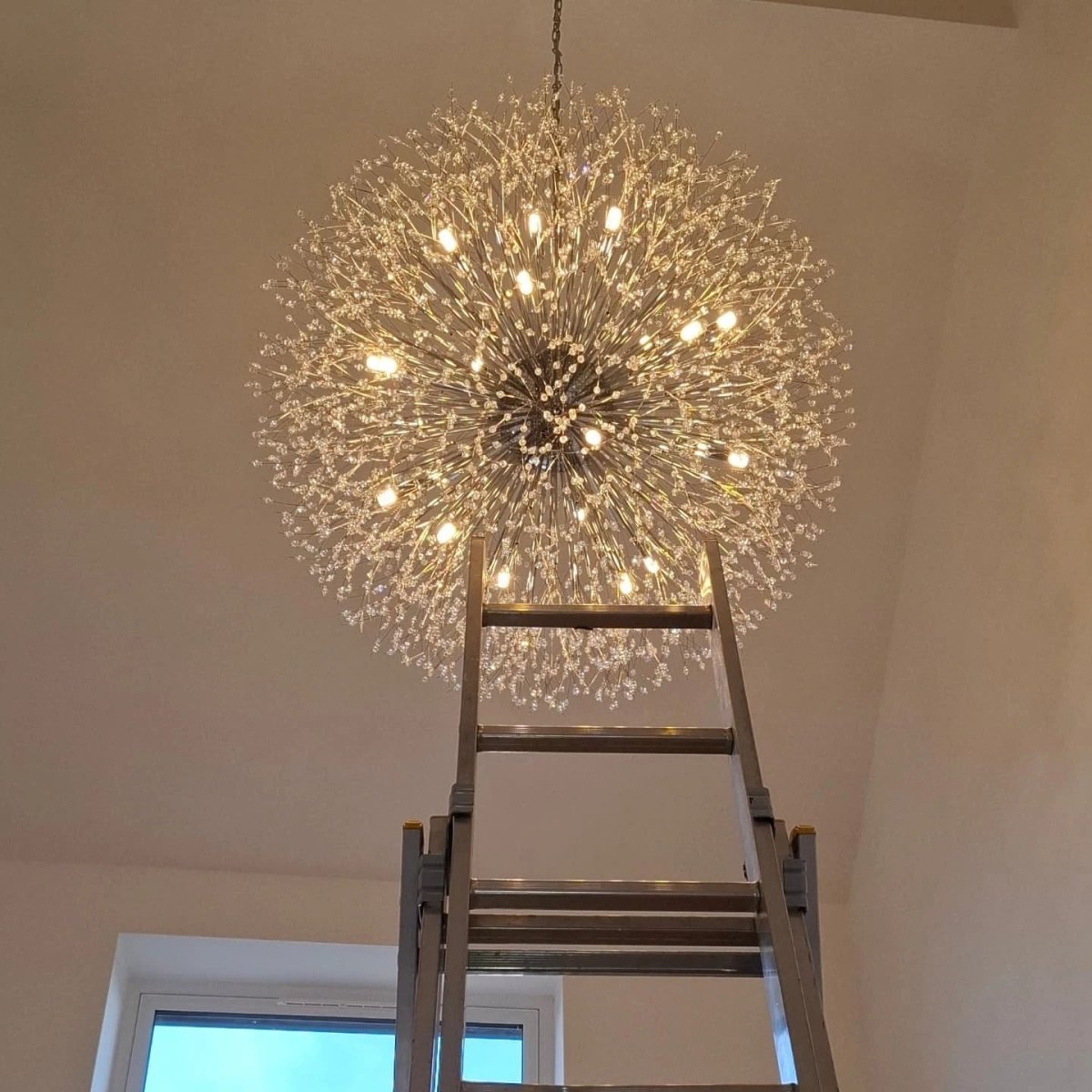 Chandelier Metal Crystal Effect 100.0 cm Living Room Dining Area Fireworks Pendant Light Adjustable G9 LED Ceiling Feature | Thomler
