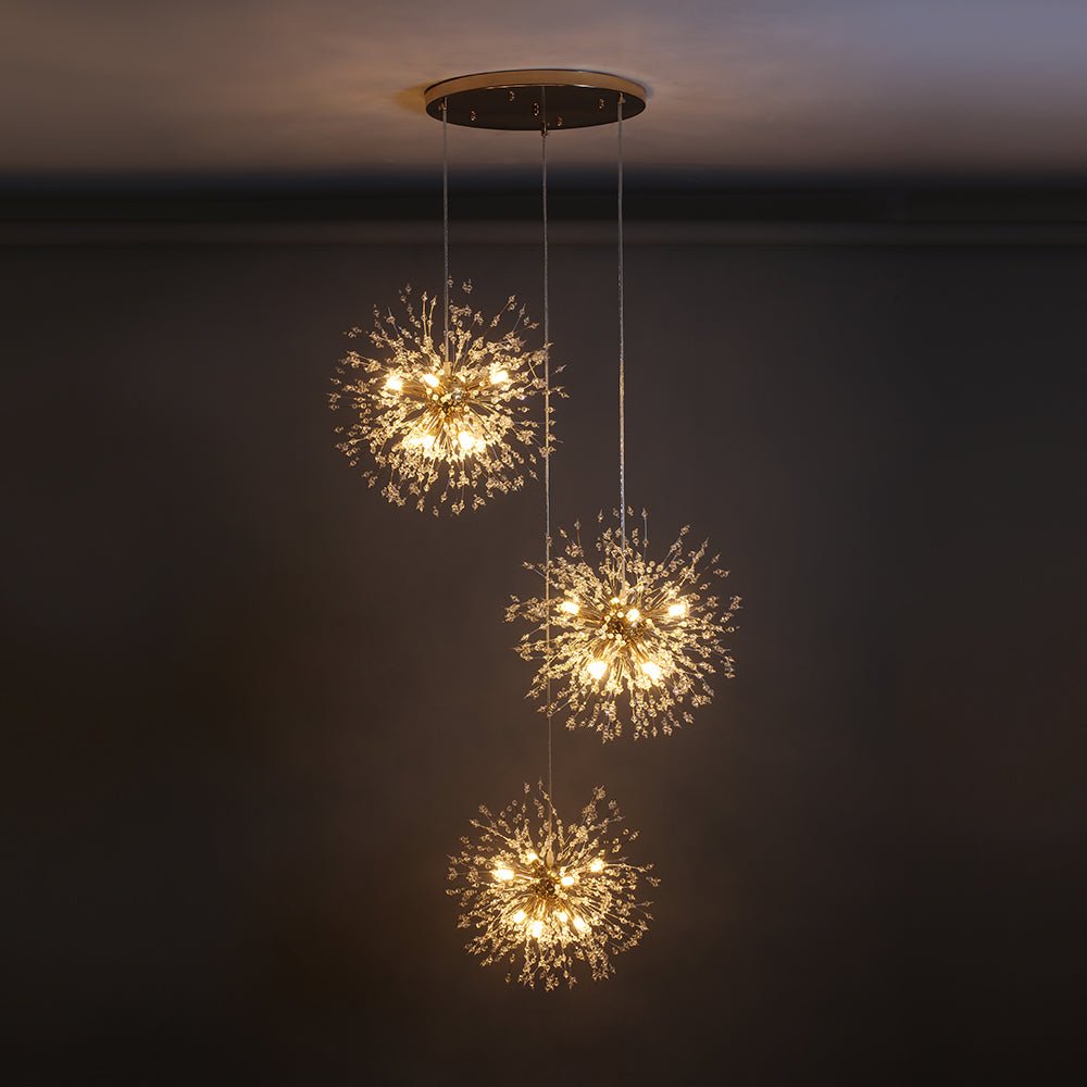 Chandelier Metal 300.0 cm Adjustable Antique Brass Hallway Stairwell Living Room Dandelion Firework Cluster Pendant Light | Thomler