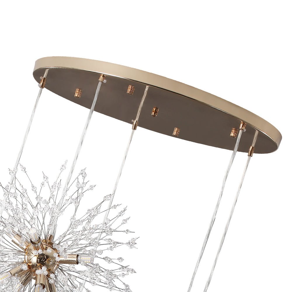Chandelier Metal 300.0 cm Adjustable Antique Brass Hallway Stairwell Living Room Dandelion Firework Cluster Pendant Light | Thomler