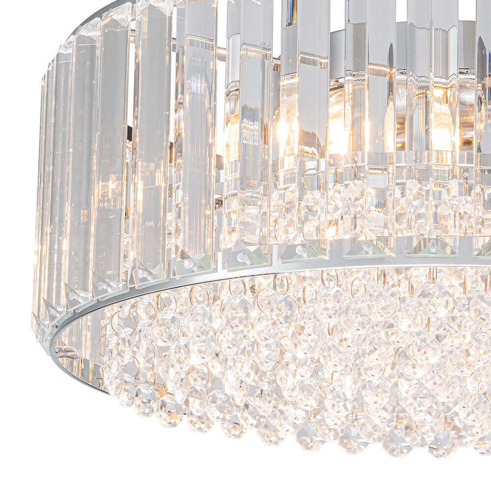 Plafondlamp Kristal Rond 3-Lichts Zwart Chroom Dimbaar 35cm Woonkamer Slaapkamer Modern